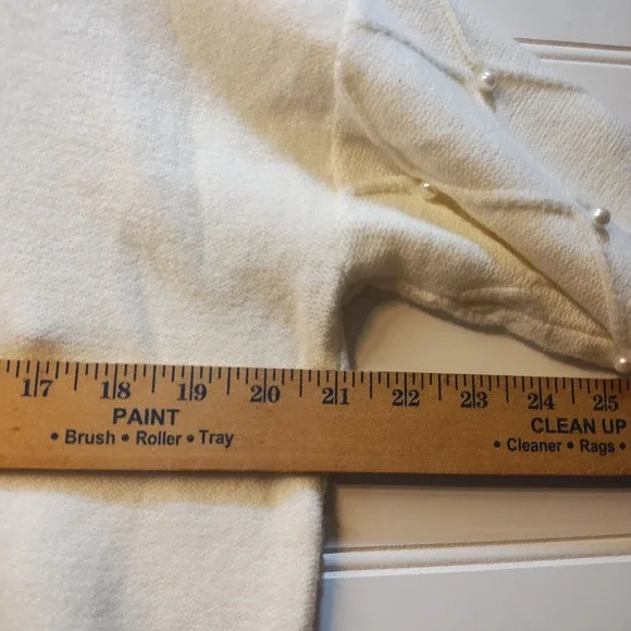 John Paul Richard Women's Cream Pearl Embellished Diamond Knit Sweater Size L - Picture 8 of 9